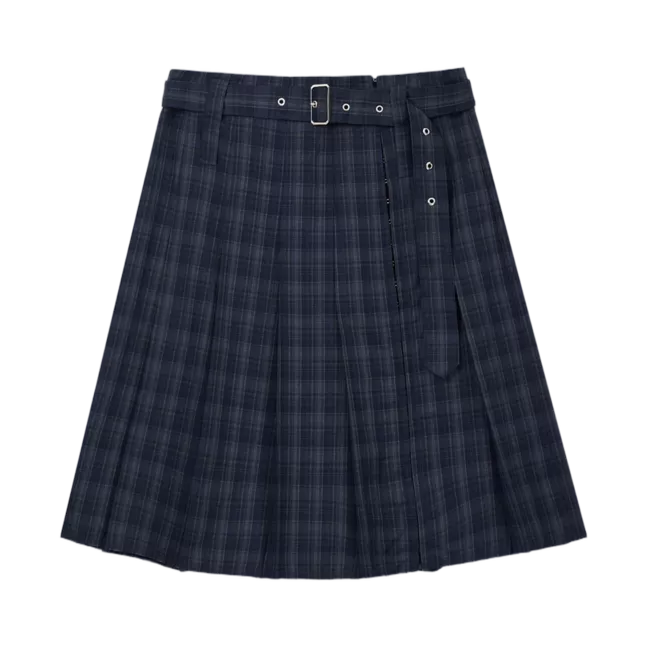 BELTED SLIT PLEAT SKIRT