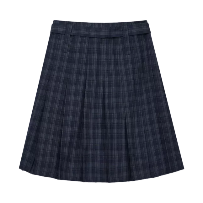 BELTED SLIT PLEAT SKIRT