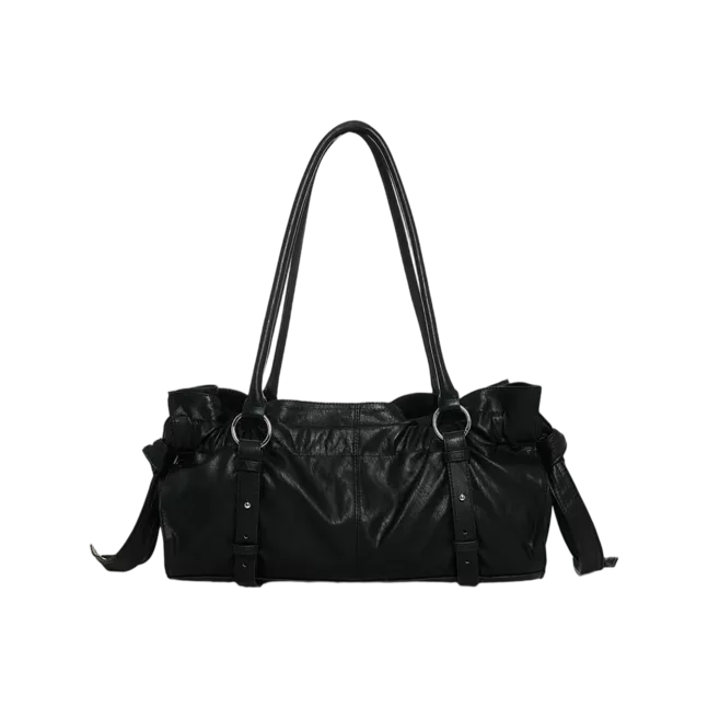 SHIRRING TIE BUCKLE SHOULDER BAG