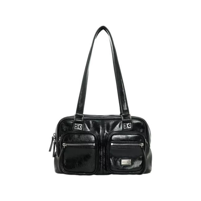 DOUBLE POCKET BRICK SHOULDER BAG