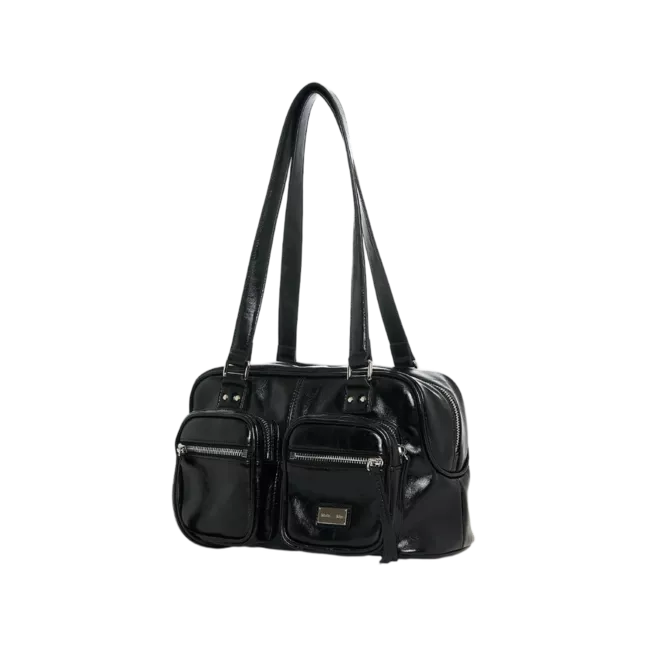 DOUBLE POCKET BRICK SHOULDER BAG