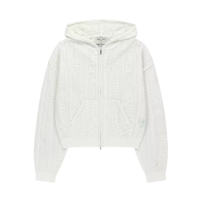 MESH LOGO KNIT HOODY ZIP UP