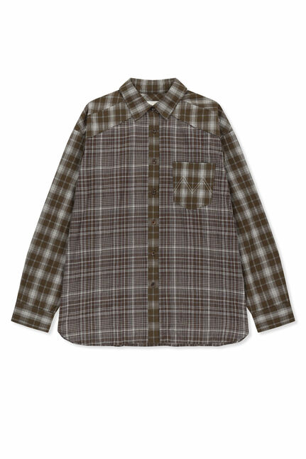 MIXED CHECK OVER FIT SHIRT