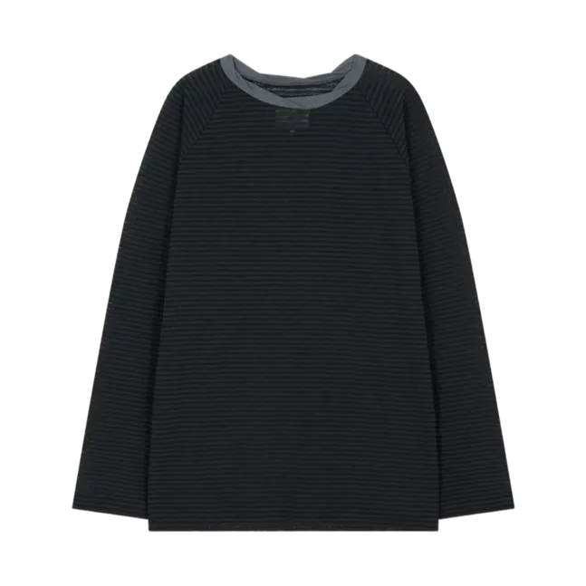 TWIST BOAT NECK STRIPE LOGO TOP