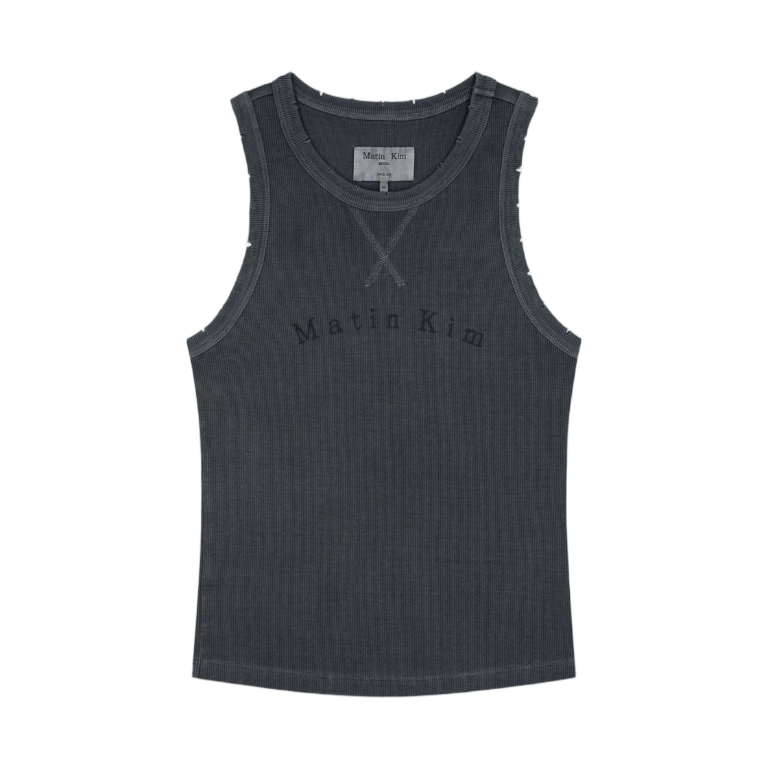 DISTRESSED SLEEVELESS LOGO TOP