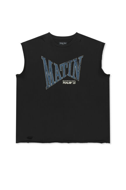 RAW EDGE CUT OUT SLEEVELESS TOP FOR MEN