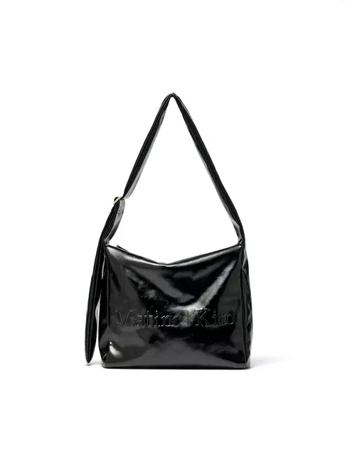 EMBOSSED LOGO LEATHER SHOULDER BAG
