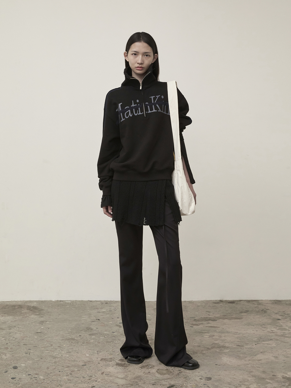 CUT OUT HALF ZIP SWEATSHIRT FOR MEN