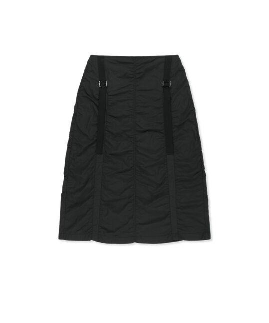 NYLON SHIRRING MIDI SKIRT