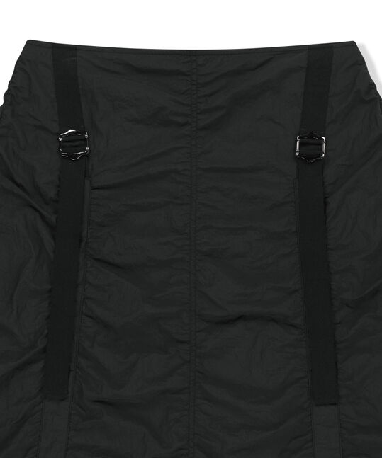 NYLON SHIRRING MIDI SKIRT