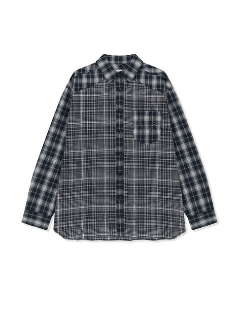 MIXED CHECK OVER FIT SHIRT