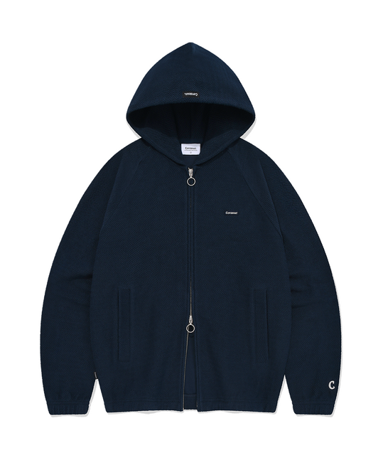 HERRINGBONE HOODIE ZIP-UP