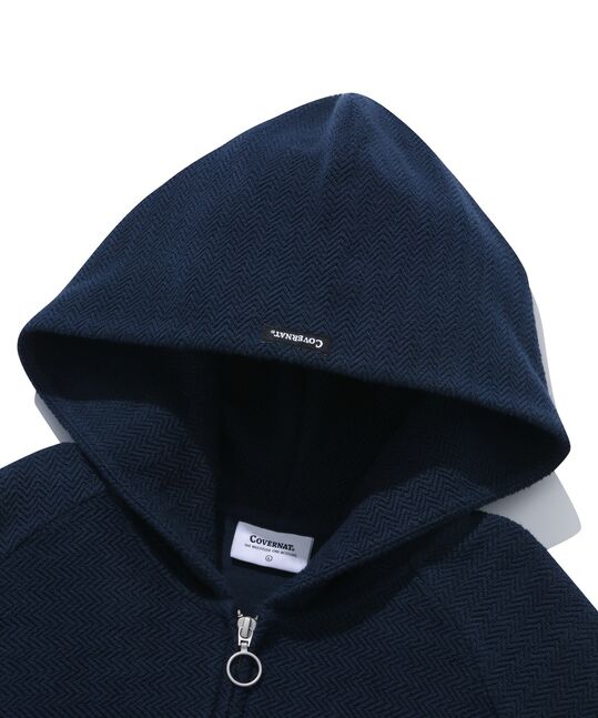 HERRINGBONE HOODIE ZIP-UP