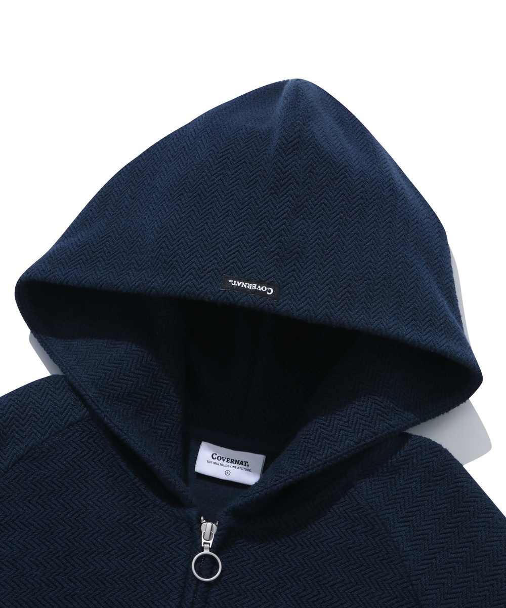 HERRINGBONE HOODIE ZIP-UP