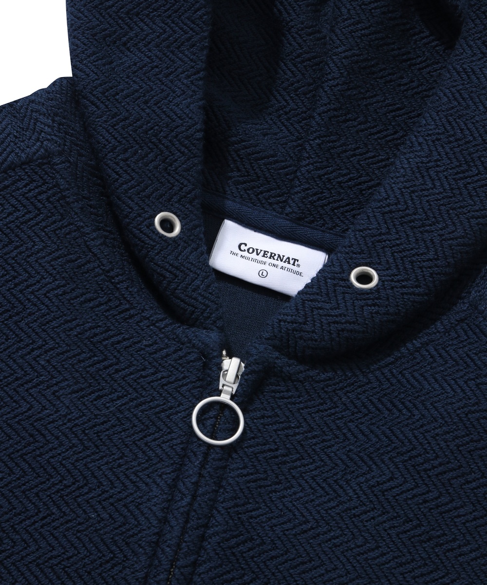 HERRINGBONE HOODIE ZIP-UP