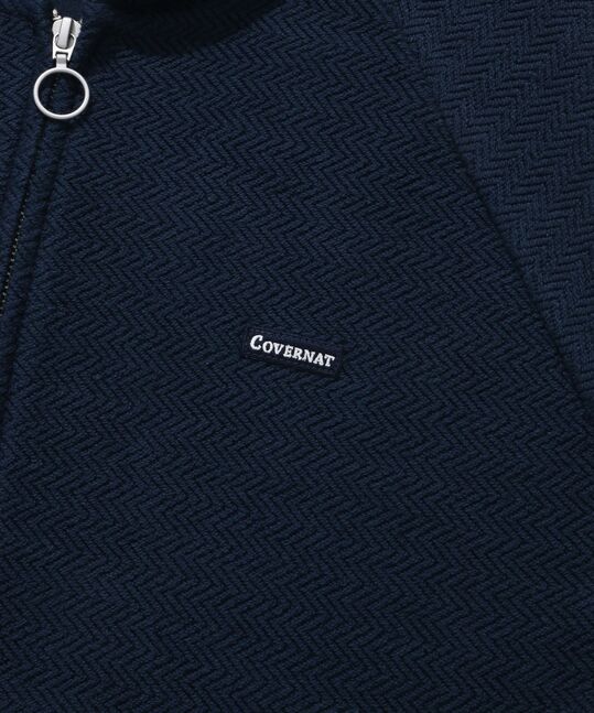 HERRINGBONE HOODIE ZIP-UP