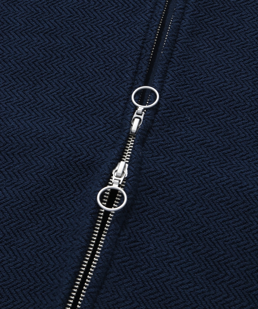 HERRINGBONE HOODIE ZIP-UP