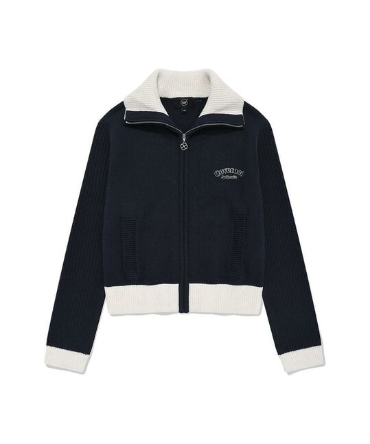 WOMEN HIGH-NECK ZIP-UP KNIT