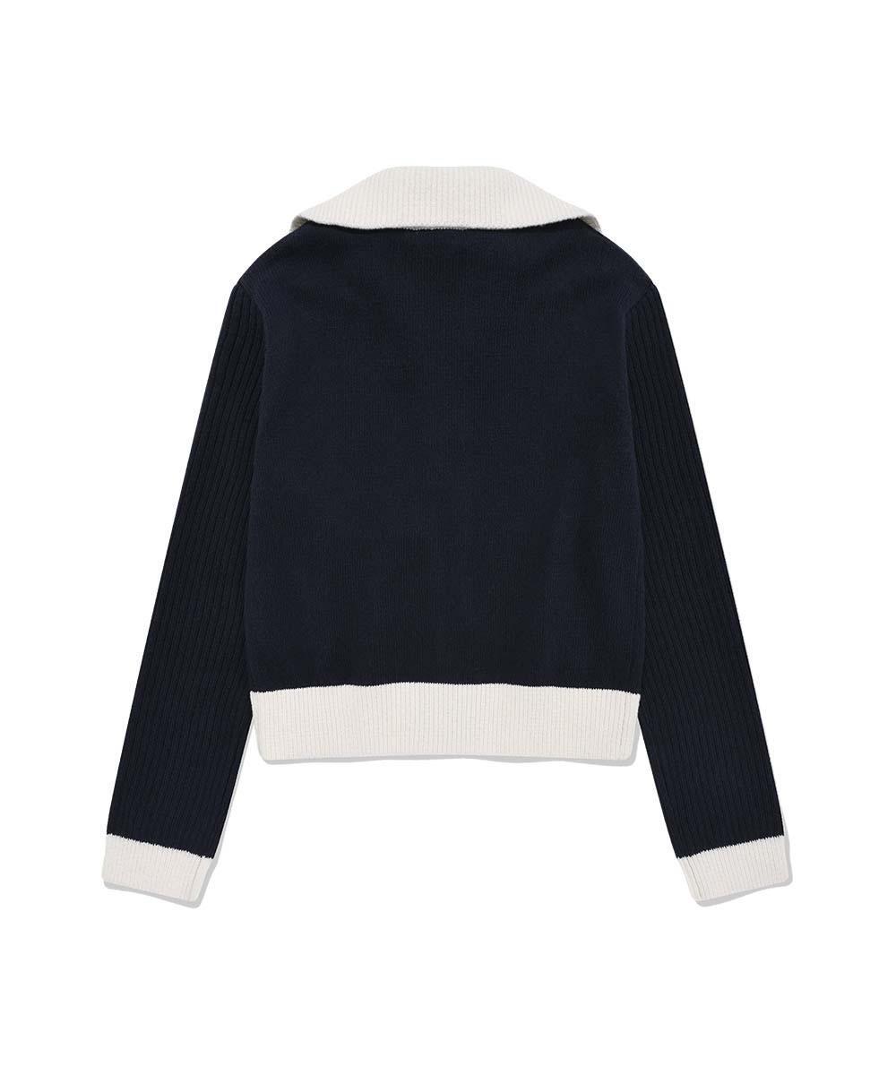 WOMEN HIGH-NECK ZIP-UP KNIT