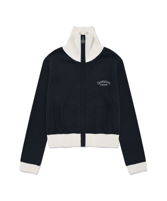 WOMEN HIGH-NECK ZIP-UP KNIT