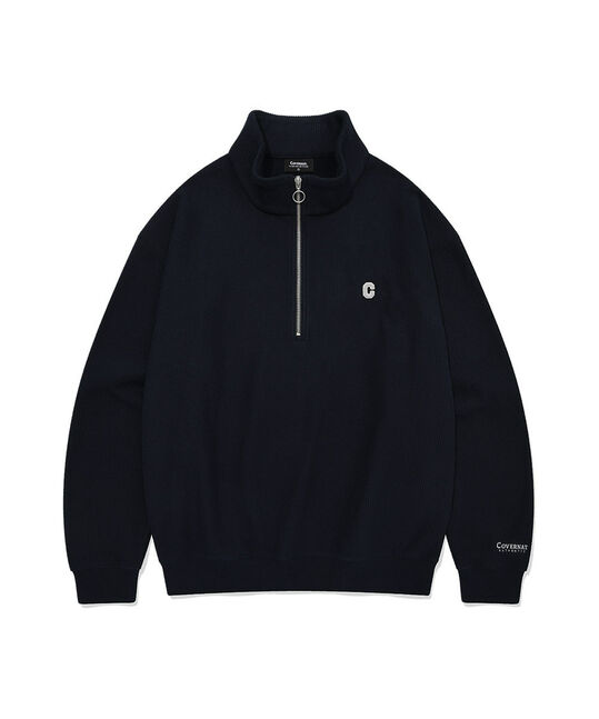 SMALL C LOGO CORDUROY HALF ZIP-UP