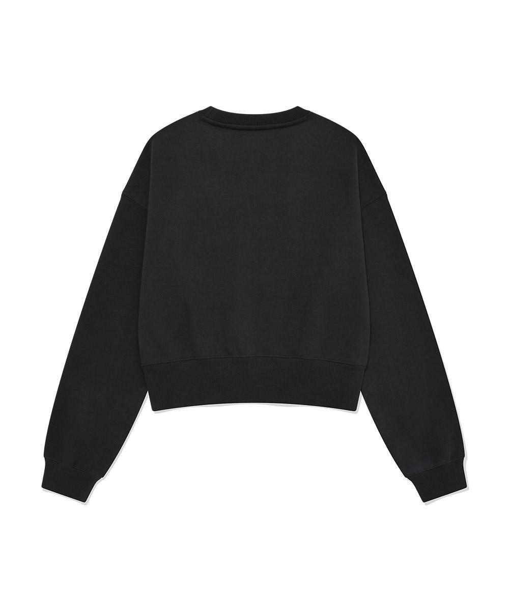 WOMEN CROP CLOVERHEART EMBROIDERY SWEATSHIRT