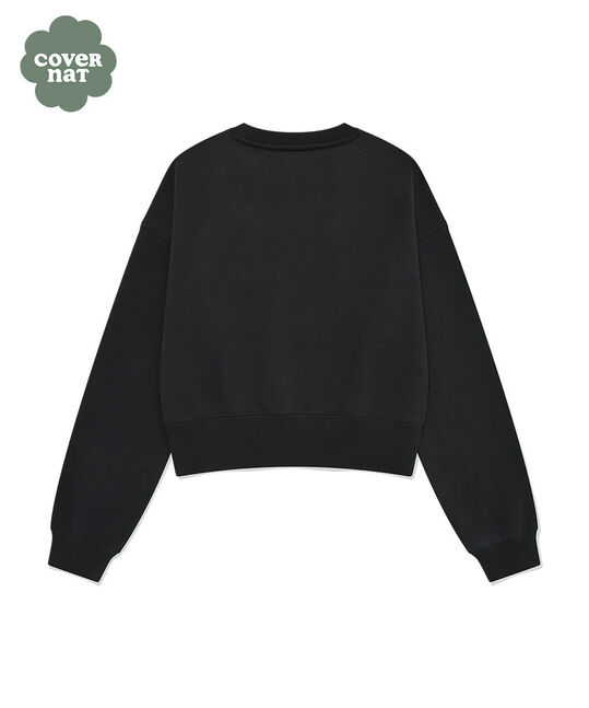 WOMEN CROP CLOVERHEART EMBROIDERY SWEATSHIRT