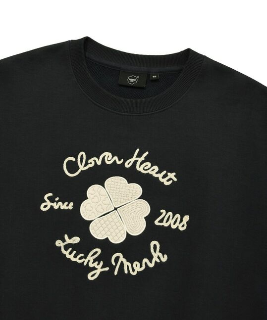 WOMEN CROP CLOVERHEART EMBROIDERY SWEATSHIRT