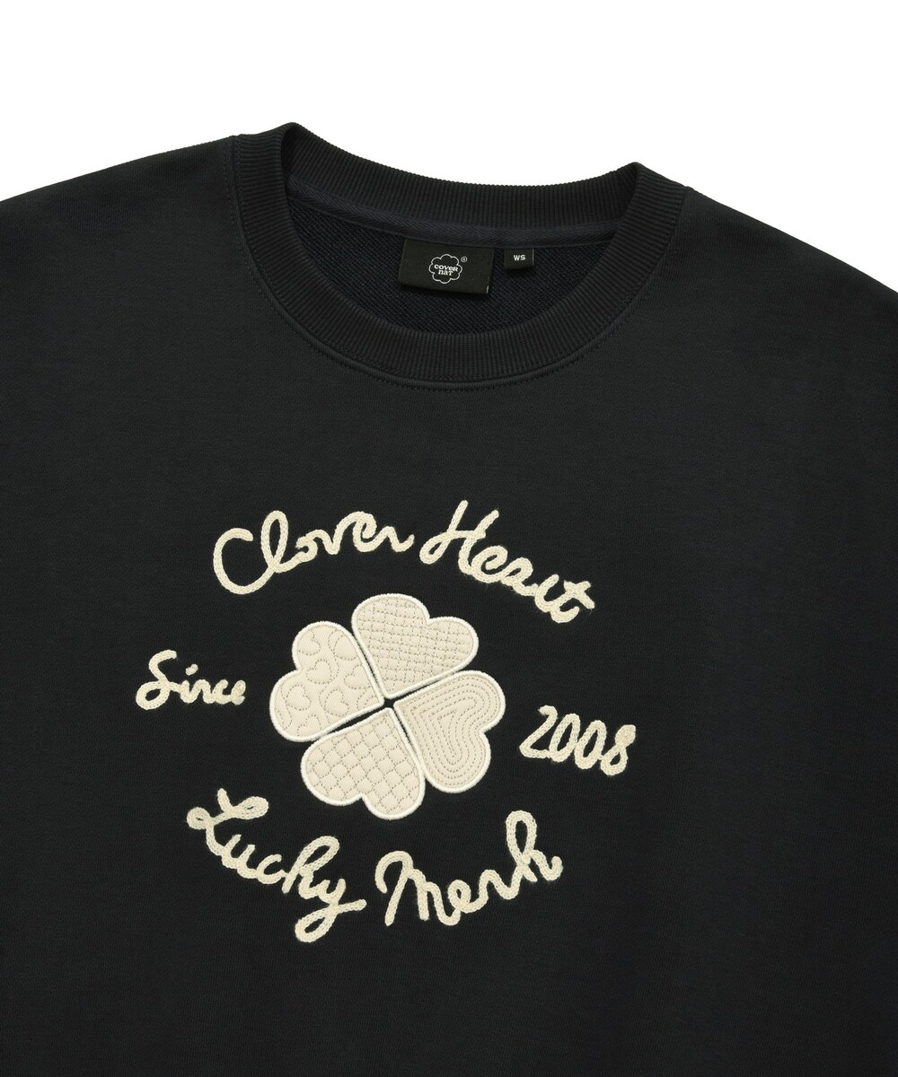 WOMEN CROP CLOVERHEART EMBROIDERY SWEATSHIRT