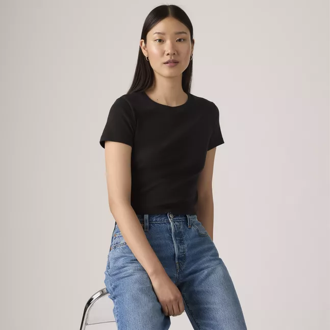 ESSENTIAL SPORTY TEE CAVIAR COTTON
