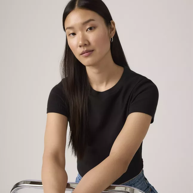 ESSENTIAL SPORTY TEE CAVIAR COTTON