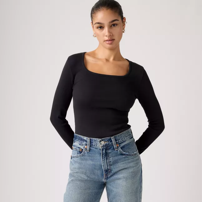 ESSENTIAL SQRD NECK LONG SLEEVE ANTHRAC