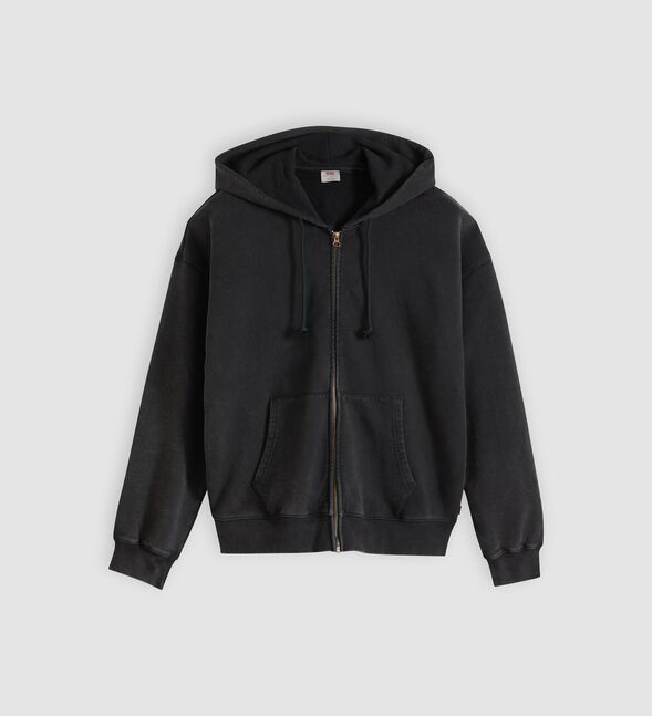 HAYES BOXY FULL ZIP GRUNGE WASH JET BLA
