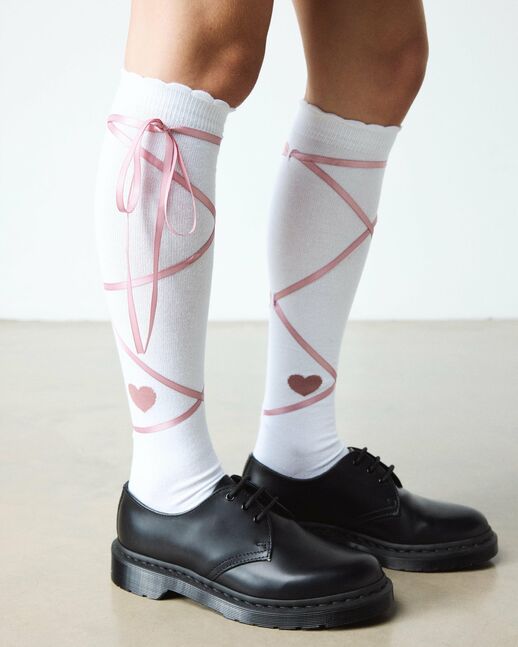 LONG LACE UP SOCK WHITE