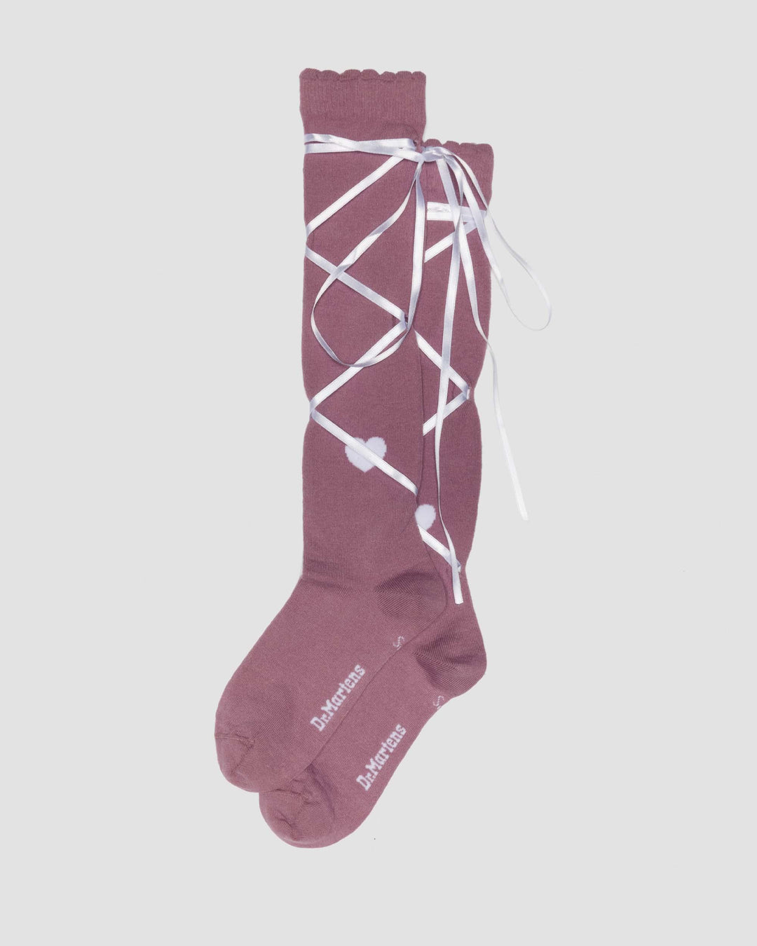 LONG LACE UP SOCK WHITE+DUSTY ROSE