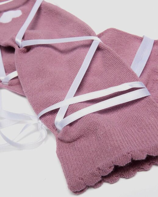 LONG LACE UP SOCK WHITE+DUSTY ROSE