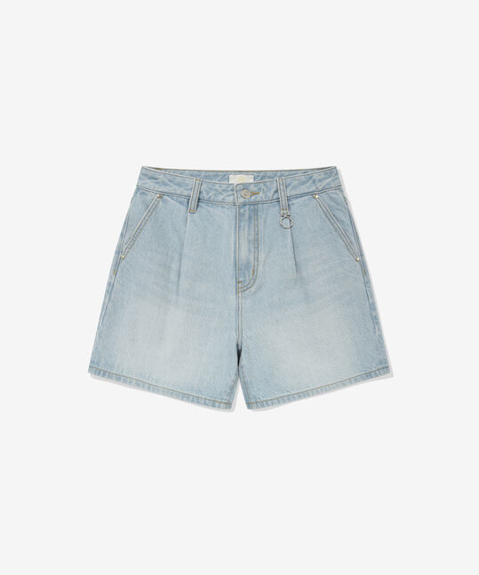 WOMEN PINTUCK DENIM SHORTS