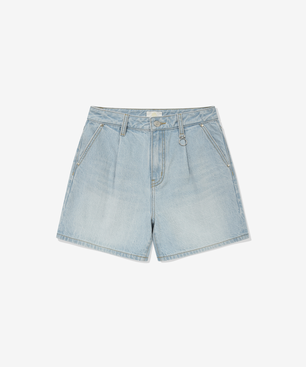 WOMEN PINTUCK DENIM SHORTS