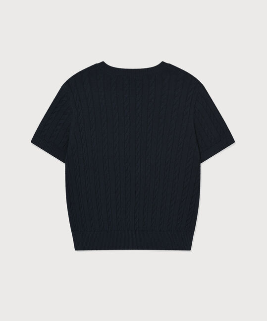 WOMAN CLOVER HEART CABLE HALF KNIT