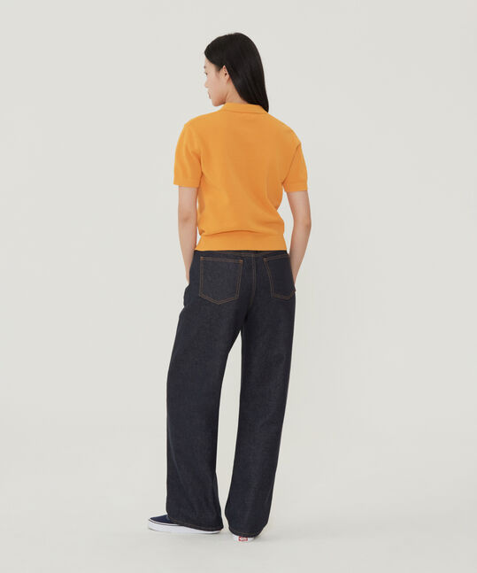 WOMAN COLLARED HALF KNIT