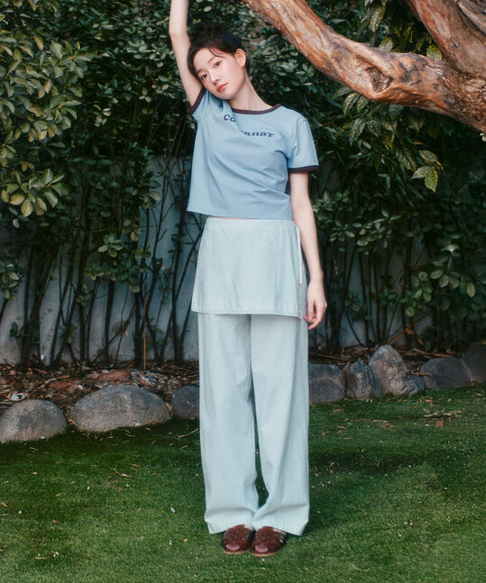 WOMAN COTTON SKIRT-LAYERED PANTS