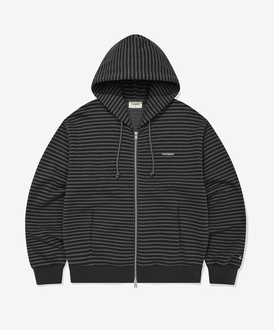 SMALL LOGO STRIPE CROP HOOD ZIP-UP