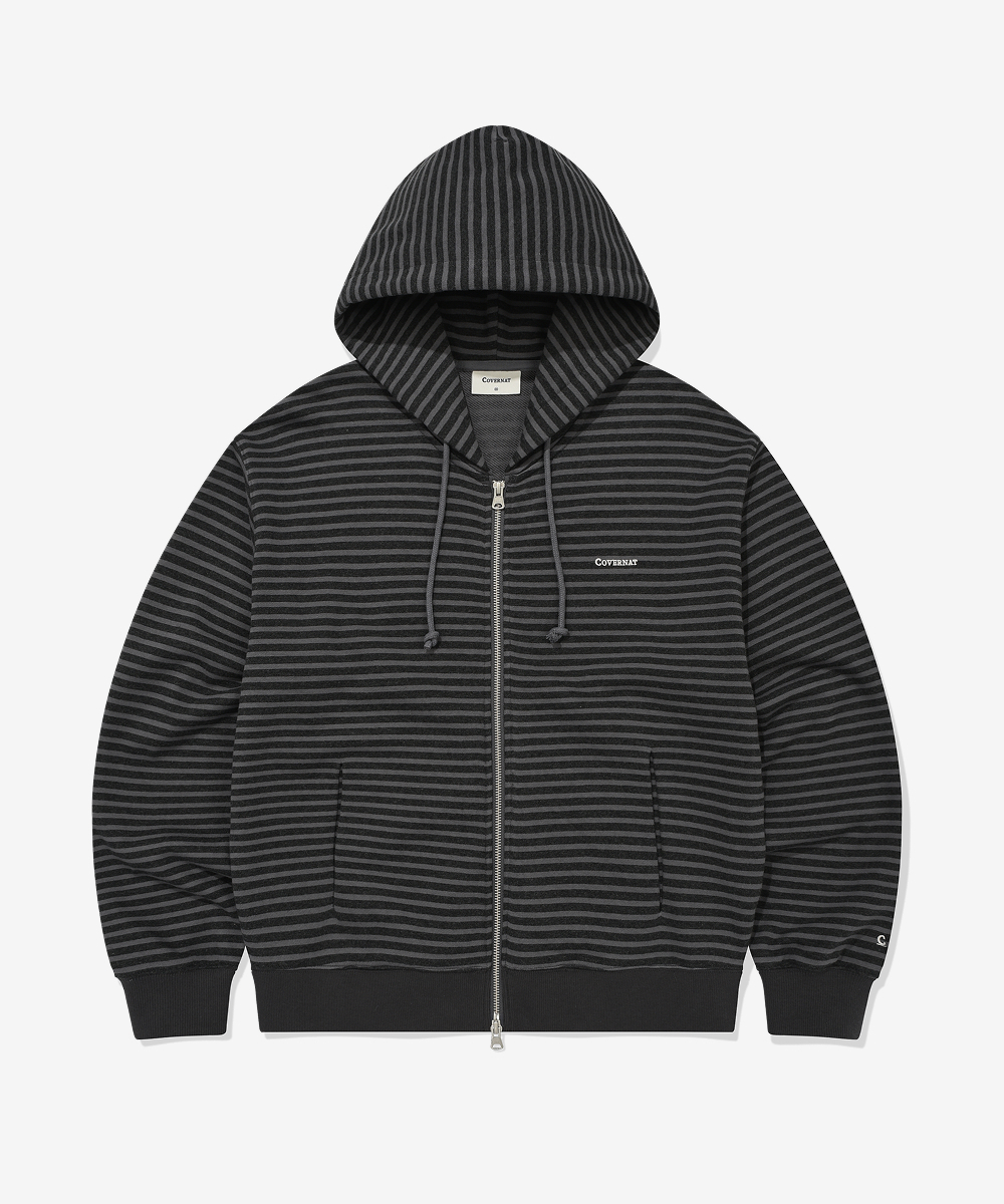 SMALL LOGO STRIPE CROP HOOD ZIP-UP