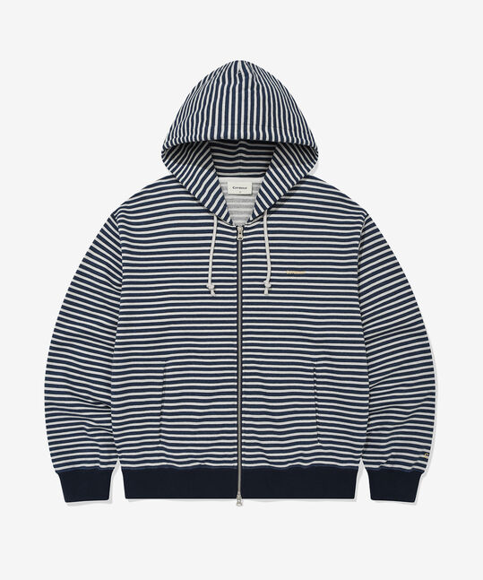 SMALL LOGO STRIPE CROP HOOD ZIP-UP