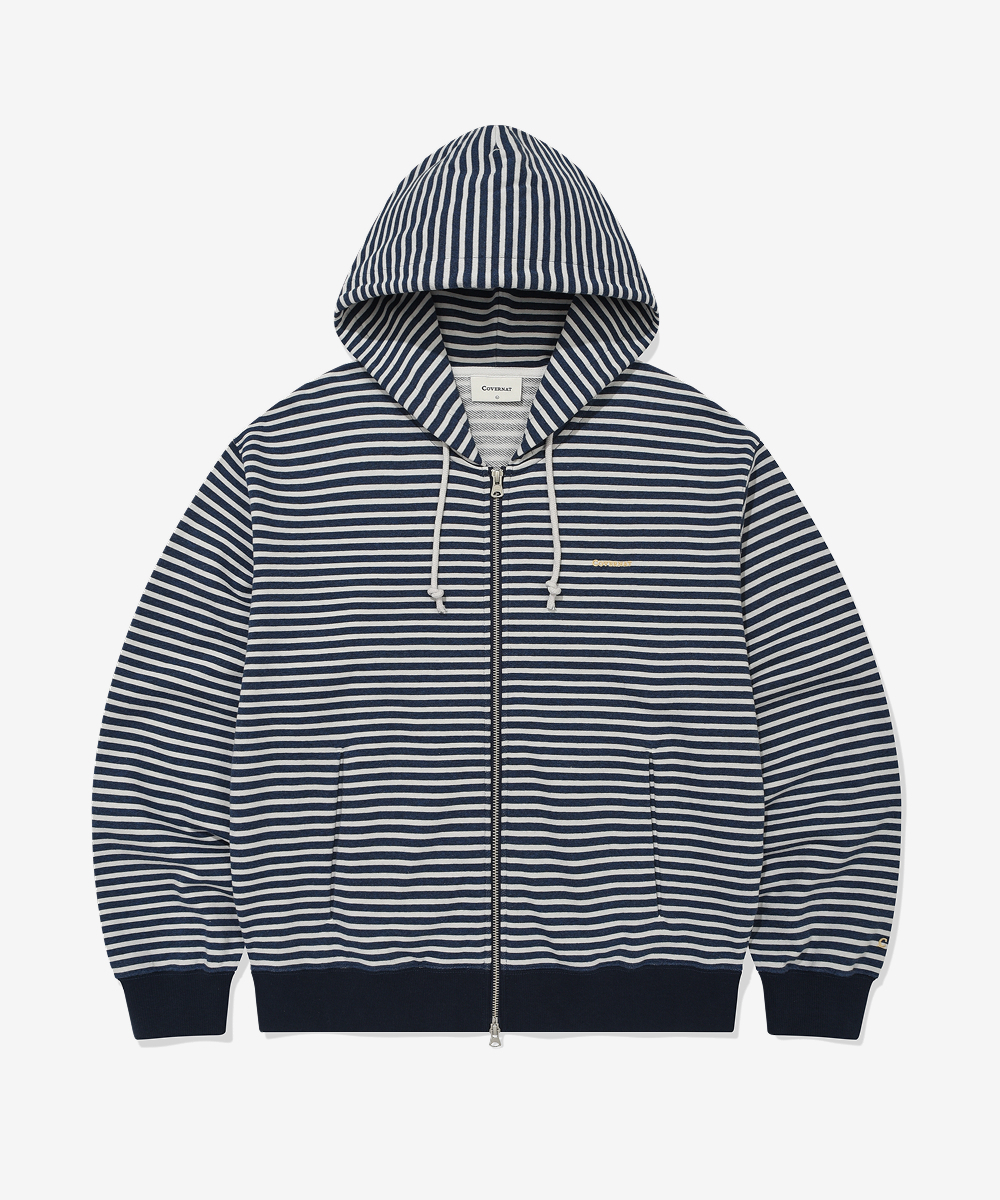 SMALL LOGO STRIPE CROP HOOD ZIP-UP