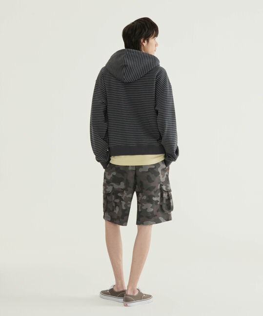 SMALL LOGO STRIPE CROP HOOD ZIP-UP
