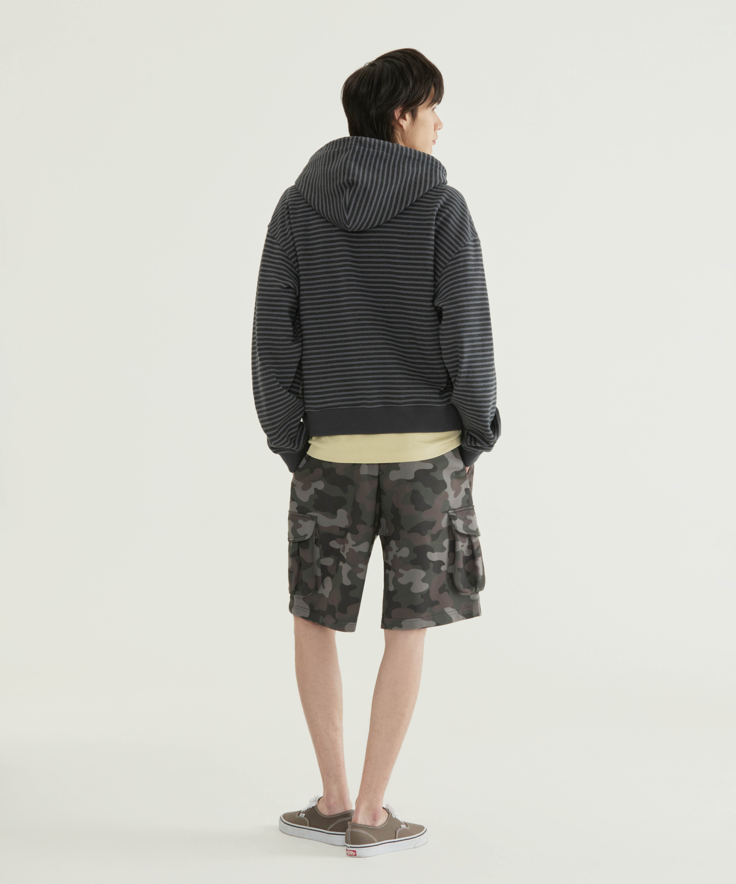 SMALL LOGO STRIPE CROP HOOD ZIP-UP