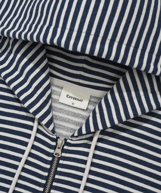 SMALL LOGO STRIPE CROP HOOD ZIP-UP