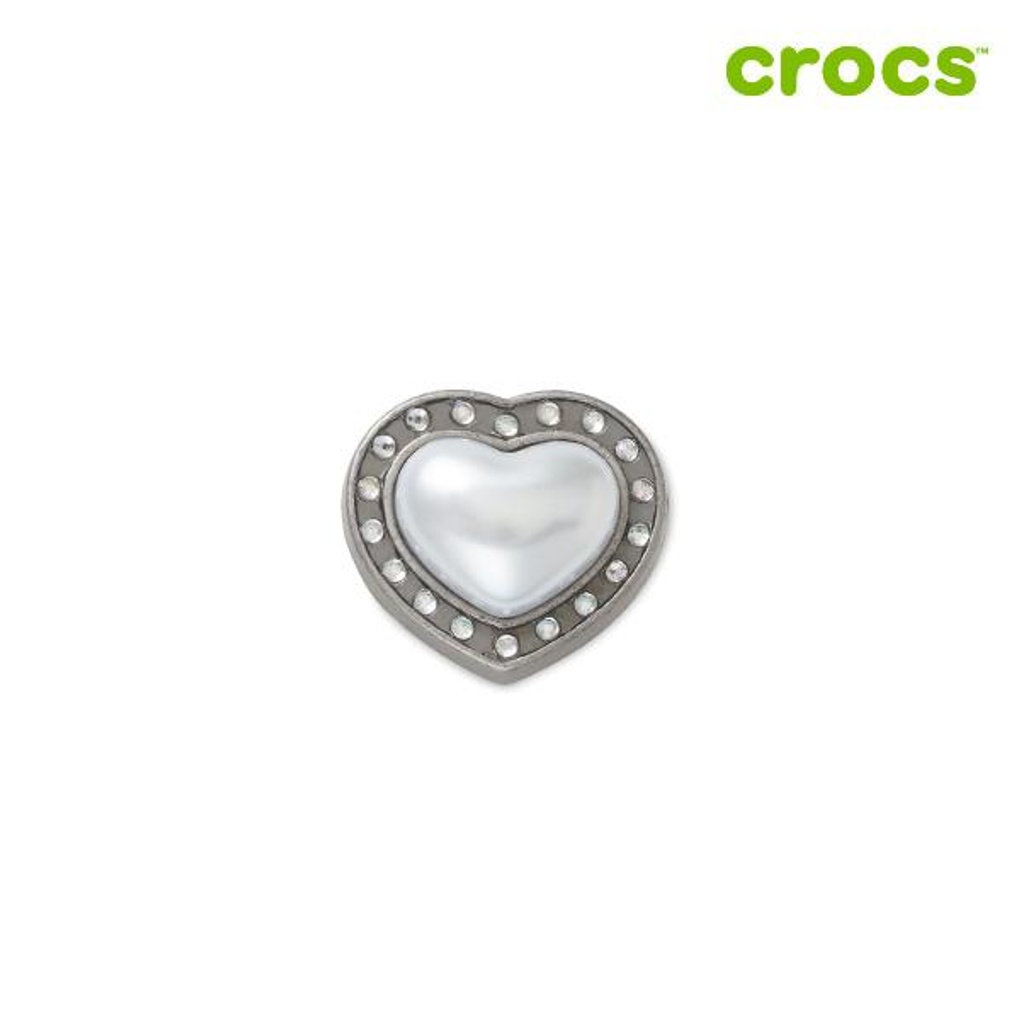 Silver Pearl and Heart Gem