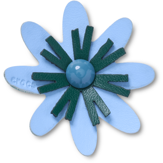 Faux Leather Blue Flower